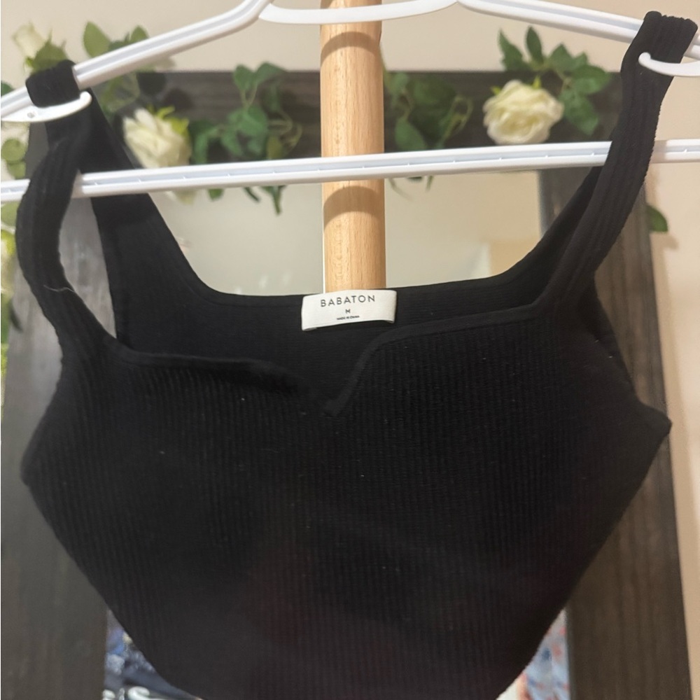 Babaton Black Knit Crop Top